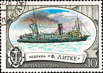 Image showing postage stamp shows russian icebreaker 