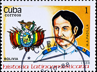 Image showing postage stamp shows Bolivia chief M. A. Padilla