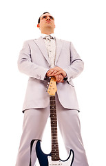 Image showing man standing with electro guitar