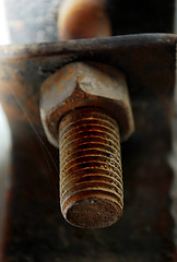 Image showing rusty screw and nut closeup