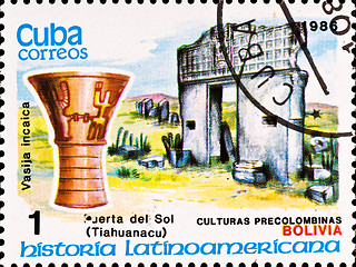 Image showing postage stamp shows example Tiahuanacu culture