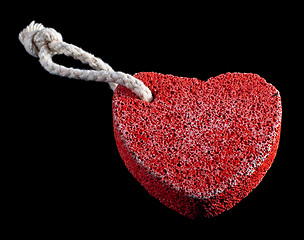 Image showing red heart-shaped stone with rope