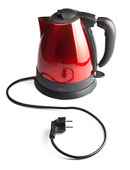 Image showing red and black electrical tea kettle