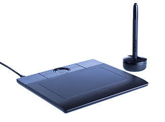 Image showing blue drawing tablet with pen