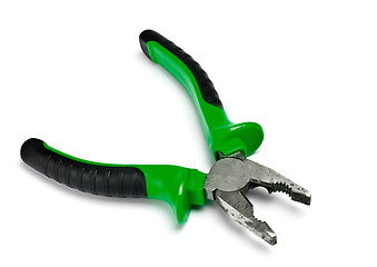 Image showing opened pliers with green handle