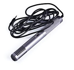 Image showing gray condenser microphone with cable