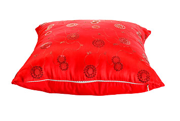 Image showing red decorative pillow with pattern