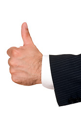 Image showing businessman's hand with thumbs up