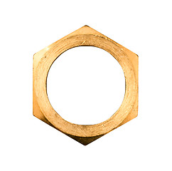 Image showing golden hexagon nut 