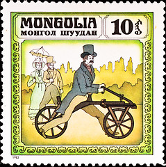 Image showing postage stamp shows vintage bicycle