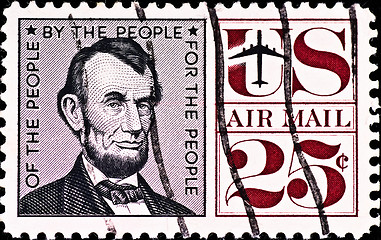 Image showing postage stamp with USA president Abraham Lincoln, circa 1970's