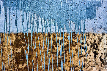 Image showing concrete wall with drips of blue paint