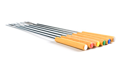 Image showing colored fondue forks