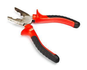 Image showing opened pliers with red handle