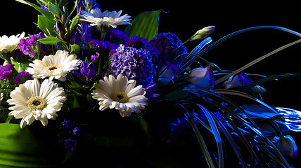 Image showing white gerbera bouquet on black background