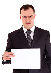 Image showing angry businessman show paper
