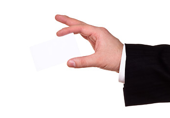 Image showing businessman hand show blank card