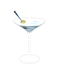 Image showing 3D illustration of cocktail glass with green olives