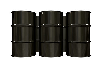 Image showing Black oil barrels - 3d 