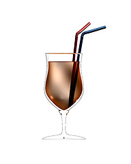 Image showing 3D illustration of cocktail glass with straws 