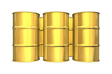 Image showing Gold oil barrels - 3d 