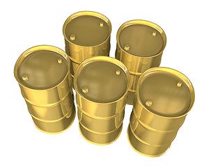 Image showing Gold oil barrels - 3d 