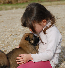 Image showing girl and little dog