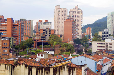 Image showing architecture historic district rooftops church La Candelaria Bog