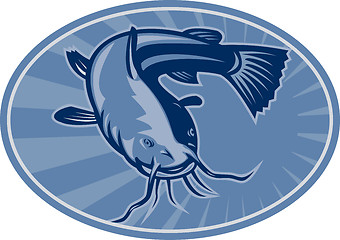 Image showing Bullhead Catfish Retro Woodcut