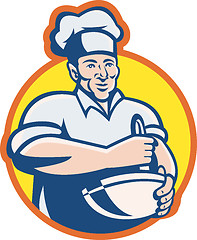 Image showing Cook Chef Baker With Mixing Bowl Retro