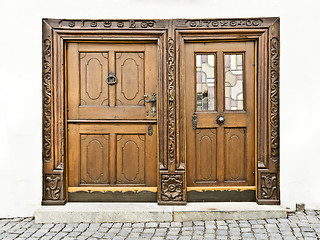 Image showing wooden doors in Ulm Germany