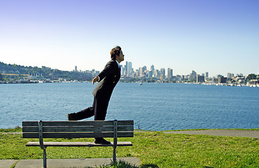 Image showing Outdoor businessman