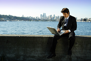 Image showing Working businessman