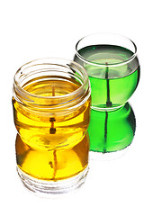 Image showing green and yellow gel candles
