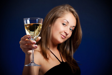 Image showing beautiful girl with glass of wine