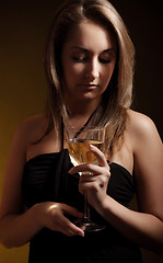 Image showing beautiful girl with glass of wine