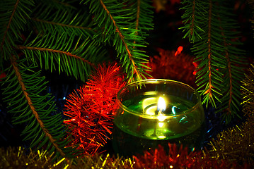 Image showing candles and fir branches