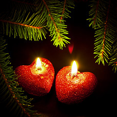 Image showing christmas card with two candles