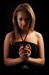 Image showing beautiful girl with glass of wine