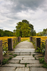 Image showing stone bridge to meadow