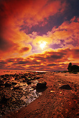 Image showing sunset on a beach