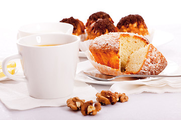 Image showing tea with cakes