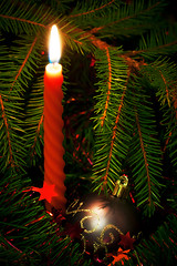 Image showing candle and decoration ball