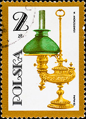 Image showing postage stamp shows vintage kerosene lamp