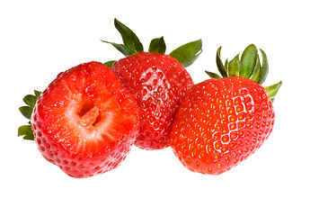 Image showing three ripe strawberry