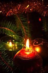 Image showing  candles and decoration ball