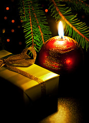 Image showing candle and gift box