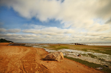 Image showing seashore with big stone