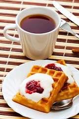 Image showing breakfast with waffles