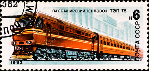 Image showing postage stamp shows russian train 